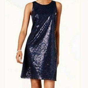 MSK Navy Sequined shift party dress